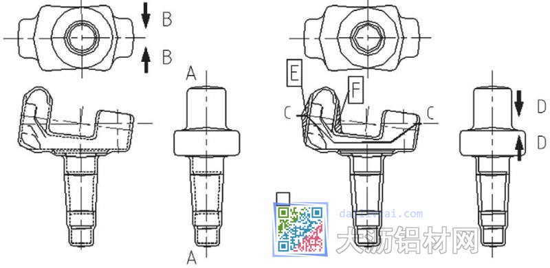 转向节加工件示意图