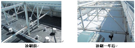 拉斯维加斯的米高梅酒店使用Kynar? Aquatec涂料涂刷前后的屋顶外观