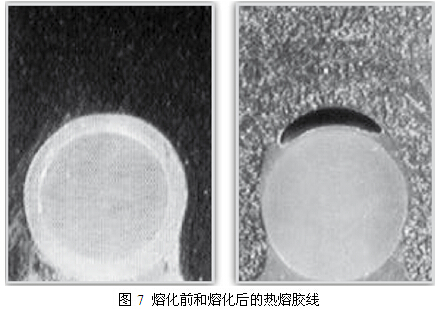 熔化前和熔化后的热熔胶线