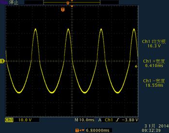 不对称交流,正频率80Hz,有效值16V,负频率27Hz,有效值16V